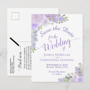 Lavender Blumenkalligrafie Hochzeit speichern das  Ankündigungspostkarte