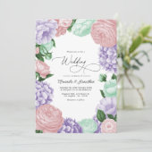 Lavender, Blush & Mint Floral Wedding Einladung (Stehend Vorderseite)