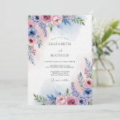 Lavender Blush Painterly Bloom Wedding Einladung (Stehend Vorderseite)