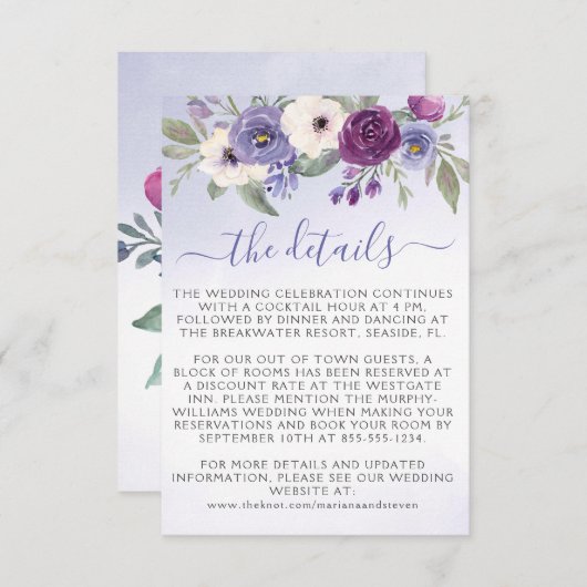 Lavender Blush Wasserfarbe Blumenzehen Begleitkarte (Vorne/Hinten)