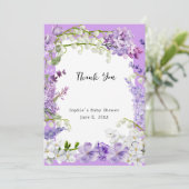 Lavender Boho Baby in Bloom Baby Dusche Dankeskarte (Stehend Vorderseite)
