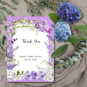 Lavender Boho Baby in Bloom Baby Dusche Dankeskarte
