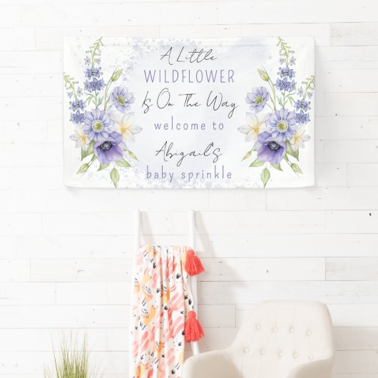 Lavender Boho Eine kleine Wildblume Baby Sprinkle Banner (Insitu)