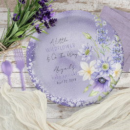 Lavender Boho Eine kleine Wildblume Baby Sprinkle Pappteller