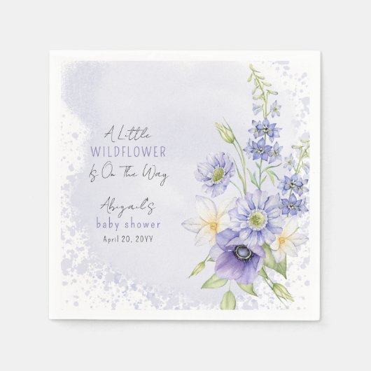 Lavender Boho Eine kleine Wildblume Babydusche Serviette (Vorderseite)
