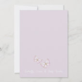Lavender Boho Floral Butterfly Kisses Baby Dusche Einladung (Rückseite)