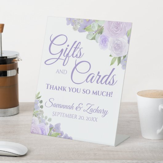 Lavender Boho Floral Elegantes Hochzeitsgeschenk u Sockelschild (In SItu)