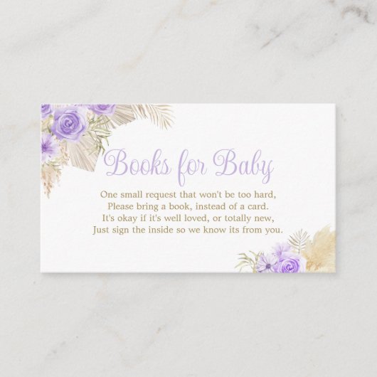 Lavender Boho Pampas Girl Duschbücher anfordern Begleitkarte (Vorderseite)