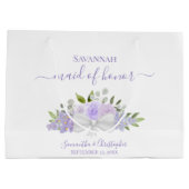 Lavender Boho Roses Bouquet Wedding Maid of Honor Große Geschenktüte (Rückseite)