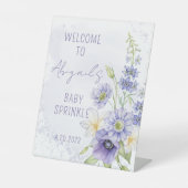Lavender Boho Wildblume Baby Sprinkle Willkommen Sockelschild (Vorderseite)