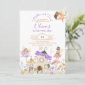 Lavender Boho Wildblume Fairy Birthday Einladung (Stehend Vorderseite)
