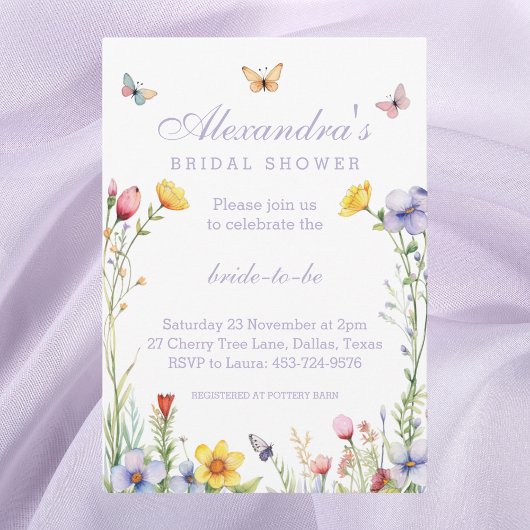 Lavender Boho Wildblume Spring Brautparty Einladung