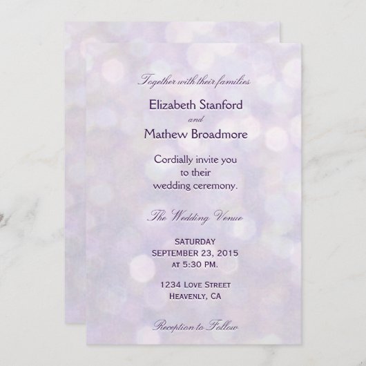 Lavender Bokeh | Hochzeitskollektion Einladung (Vorne/Hinten)