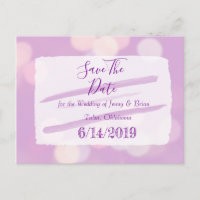 Lavender Bokeh Wedding Save the Date