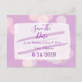 Lavender Bokeh Wedding Save the Date Postkarte