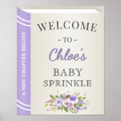 Lavender Book Storybook Baby Girl Sprinkle Willkom Poster (Vorne)