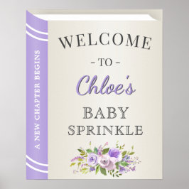 Lavender Book Storybook Baby Girl Sprinkle Willkom Poster