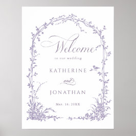 Lavender Botanical Arch Garden Wedding Welcome Poster