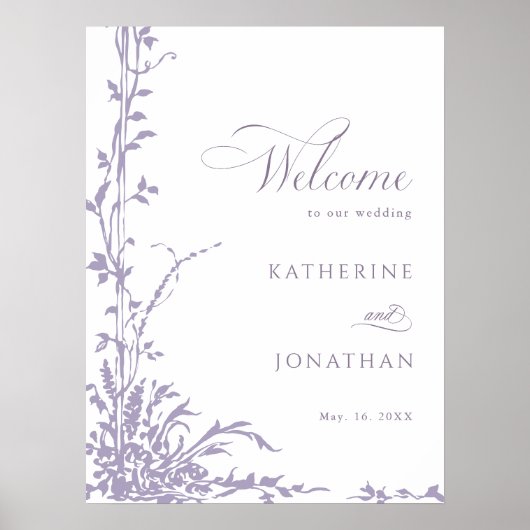 Lavender Botanical Arch Garden Wedding Welcome Poster (Vorne)