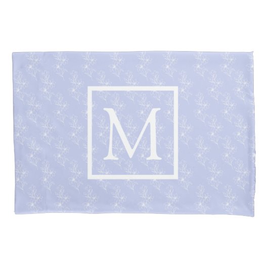 Lavender Botanical Floral Blue Bedroom Initial Pil Kissenbezug (Vorderseite)