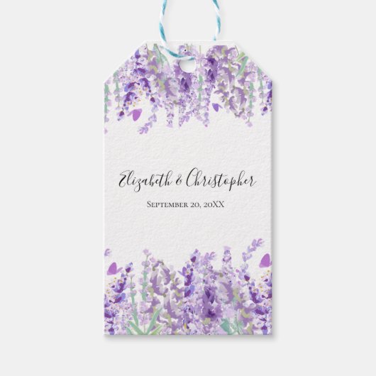 Lavender Botanical Floral Lila Green Wedding Geschenkanhänger (Vorderseite)