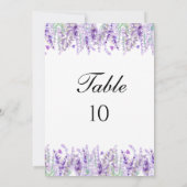 Lavender Botanical Floral Wedding Tischnummern (Rückseite)