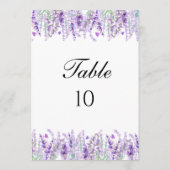 Lavender Botanical Floral Wedding Tischnummern (Rückseite)