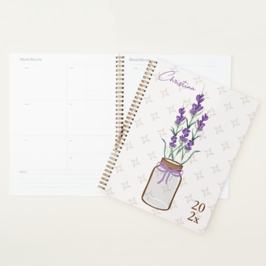 Lavender Botanical Mason Jar Monogram Planer (Anzeige)