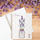 Lavender Botanical Mason Jar Monogram Planer