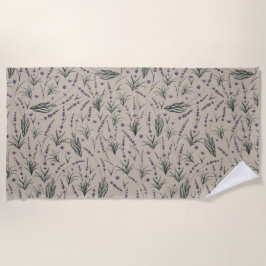 Lavender Botanical Pattern Beach Towel Strandtuch