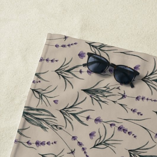 Lavender Botanical Pattern Beach Towel Strandtuch (Beispiel)