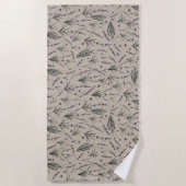 Lavender Botanical Pattern Beach Towel Strandtuch (Vorderseite)