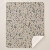 Lavender Botanical Pattern Sherpa Blanket Sherpadecke (Vorderseite)
