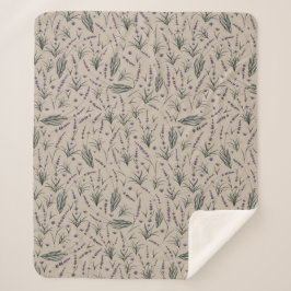 Lavender Botanical Pattern Sherpa Blanket Sherpadecke