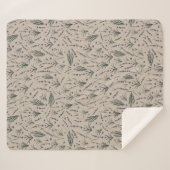 Lavender Botanical Pattern Sherpa Blanket Sherpadecke (Vorderseite (Horizontal))