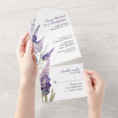Lavender Botanical Purple Flowers Hochzeit All In One Einladung (Abreißen)
