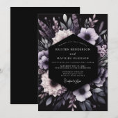 Lavender Botanical Romance Wedding Einladung (Vorne/Hinten)