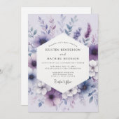 Lavender Botanical Romance Wedding Einladung (Vorne/Hinten)
