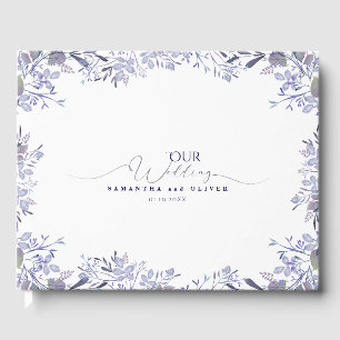Lavender Botanical Watercolor Wedding Guest Book Gästebuch