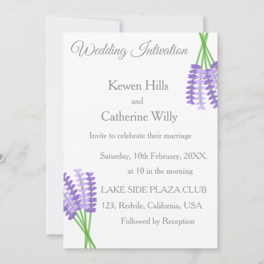 Lavender Botanical Wedding Invitation Einladung (Vorderseite)