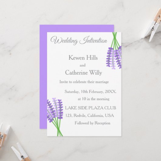 Lavender Botanical Wedding Invitation Einladung (Vorderseite/Rückseite Beispiel)