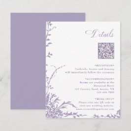 Lavender Botanical Wedding QR Code Details Begleitkarte