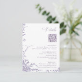 Lavender Botanical Wedding QR Code Details Begleitkarte (Stehend Vorderseite)