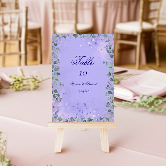 Lavender Botanical Wedding Tischnummer Card