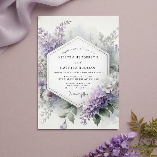 Lavender Botanical Whimsy Wedding Einladung