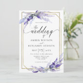 Lavender Botanische Floral Dusty Puple Wedding Einladung (Stehend Vorderseite)