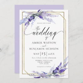 Lavender Botanische Floral Dusty Puple Wedding Einladung