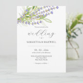 Lavender Botanische Hochzeitseinladung mit QR-Code Einladung (Stehend Vorderseite)
