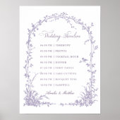 Lavender Botanischer Bogen-Garten-Hochzeits-Zeitpl Poster (Vorne)