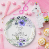 Lavender Botanischer Violet Anemone Blumenstrauß Pappteller (Party)